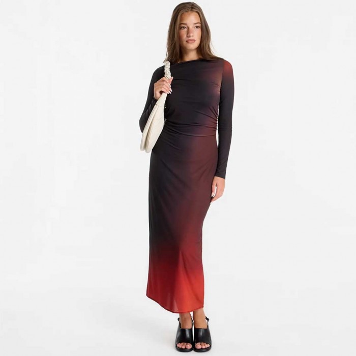 DESIGUAL WOMAN LONG DRESS BERLIN BLACK/ORANGE
