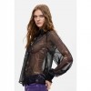 DESIGUAL WOMAN Sheer Floral Blouse BLACK