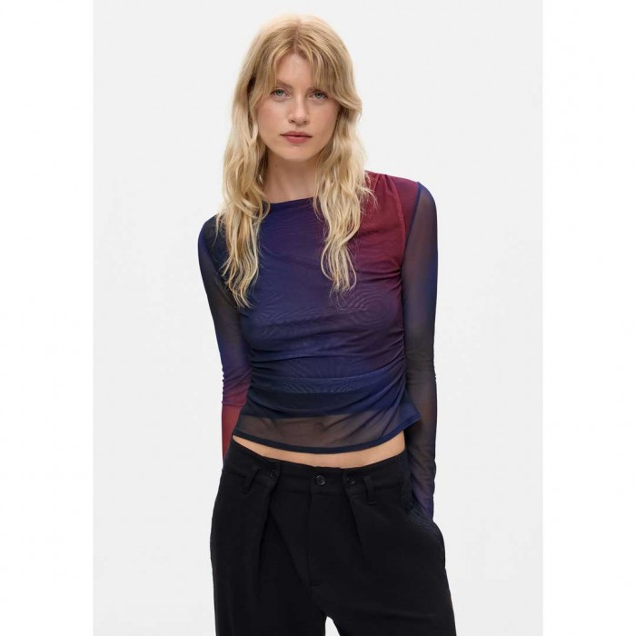 DESIGUAL WOMAN Draped tulle T-shirt BLUE