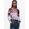 DESIGUAL WOMAN Printed v-neck sweater