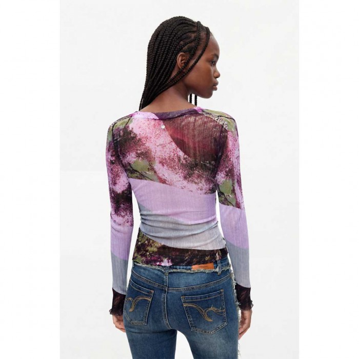 DESIGUAL WOMAN Printed v-neck sweater