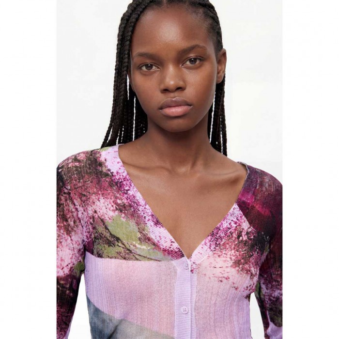 DESIGUAL WOMAN Printed v-neck sweater