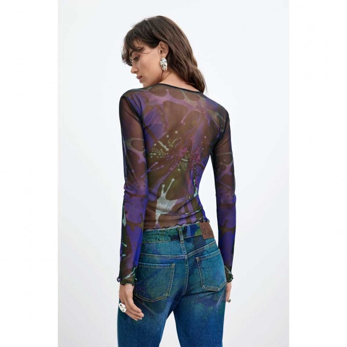 DESIGUAL WOMAN Printed tulle T-shirt M. C. Lacroix