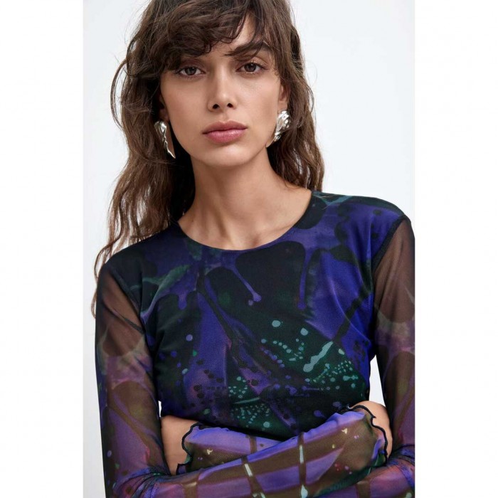 DESIGUAL WOMAN Printed tulle T-shirt M. C. Lacroix