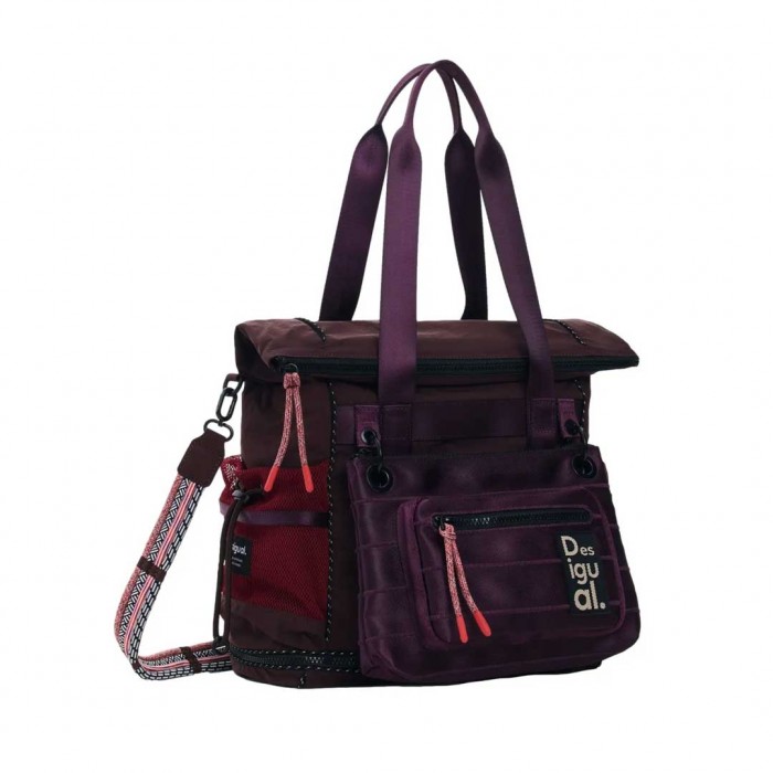DESIGUAL WOMAN Medium waxed multi-position backpack BORDO