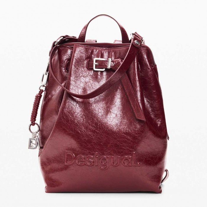 DESIGUAL WOMAN BAG LOGO LUENA DARK RED
