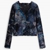 DESIGUAL WOMAN Flocked T-shirt DARK BLUE