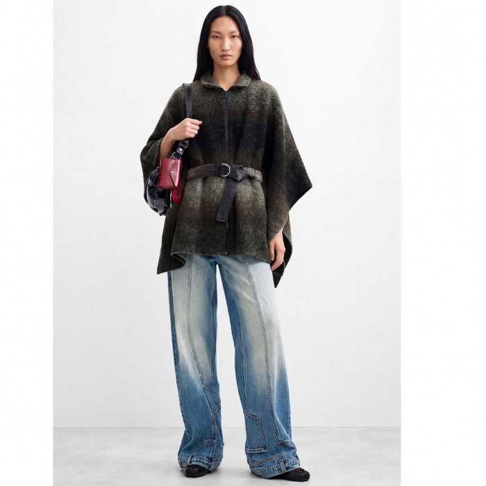 DESIGUAL WOMAN PONCHO GRAY/BLACK