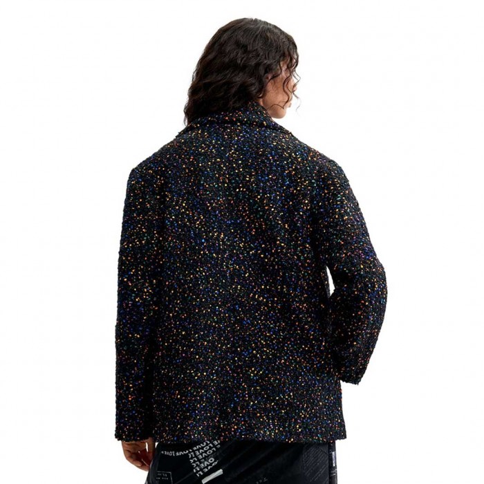 DESIGUAL Wool Women's Half Coat Black with Buttons