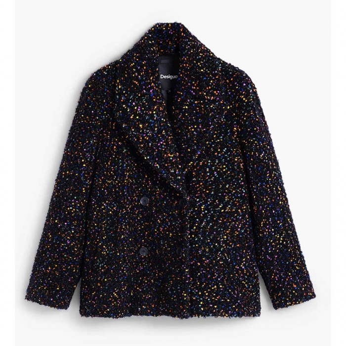 DESIGUAL Wool Women's Half Coat Black with Buttons