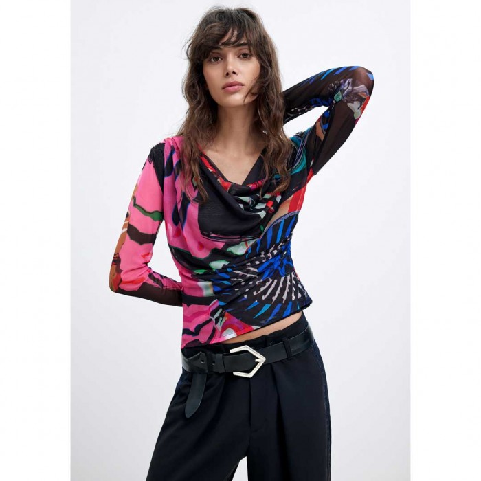 DESIGUAL WOMAN Printed Knit T-shirt M. C. Lacroix