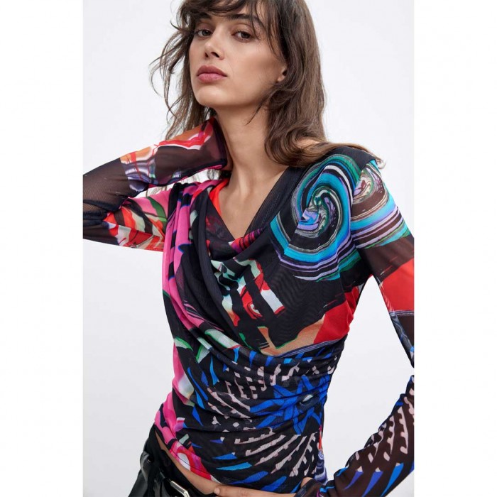 DESIGUAL WOMAN Printed Knit T-shirt M. C. Lacroix