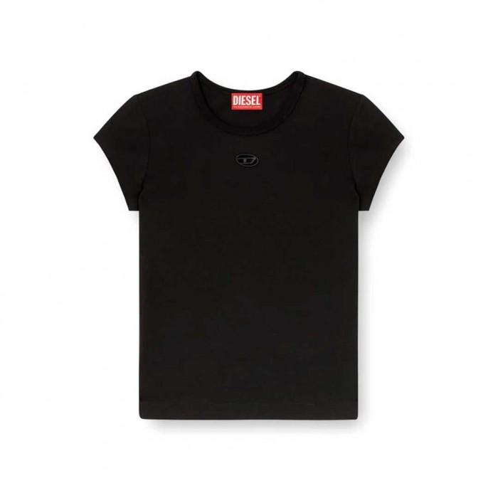 DIESEL T-shirt with cut-out embroidered logo BLACK