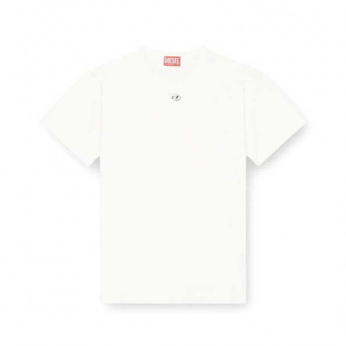 DIESEL Cotton T-shirt with metallic Oval D WHITE