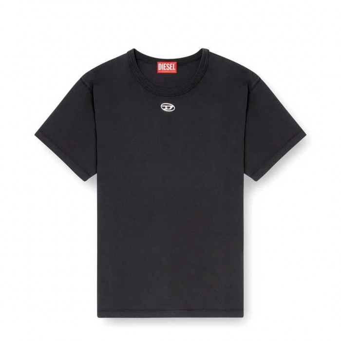 DIESEL Cotton T-shirt with metallic Oval D BLACK
