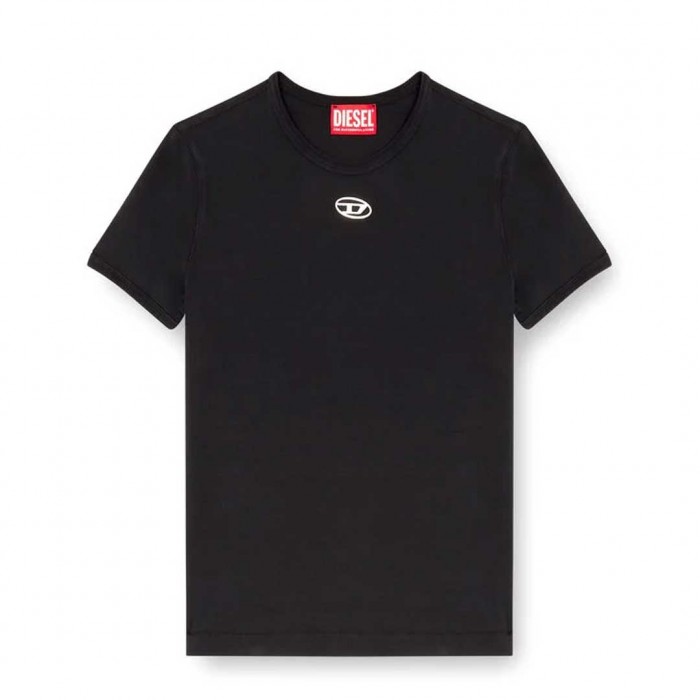 DIESEL Slim-fit T-shirt with metallic Oval D BLACK