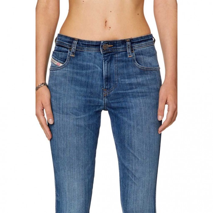 DIESEL BABHILA BLUE SKINNY MID RISE MEDIUM WASHED JEANS