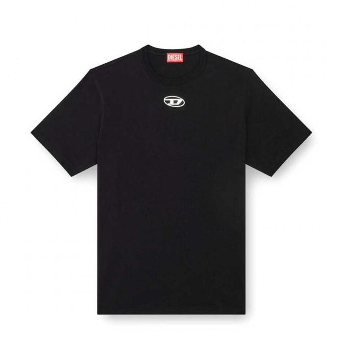 DIESEL T-shirt with metallic Oval D BLACK