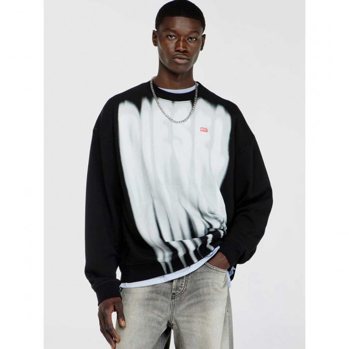 DIESEL MAN Cotton sweatshirt with graphic print BLACK