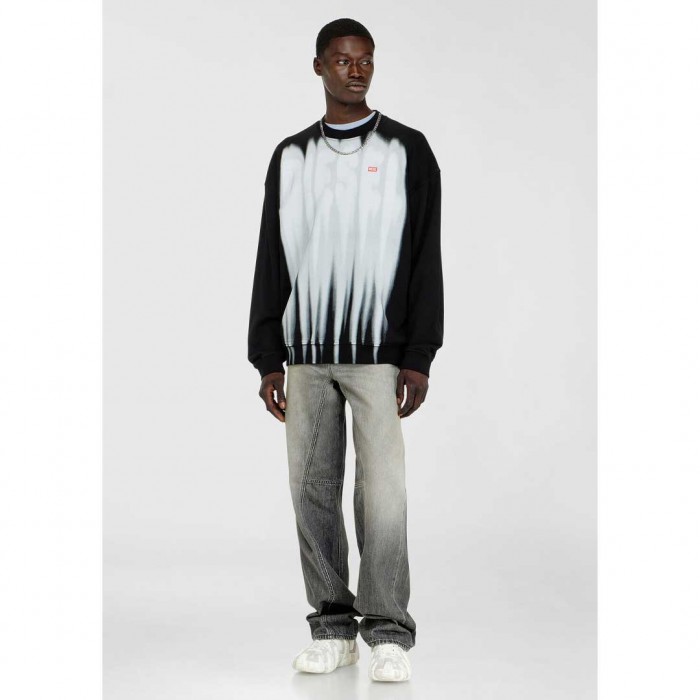 DIESEL MAN Cotton sweatshirt with graphic print BLACK