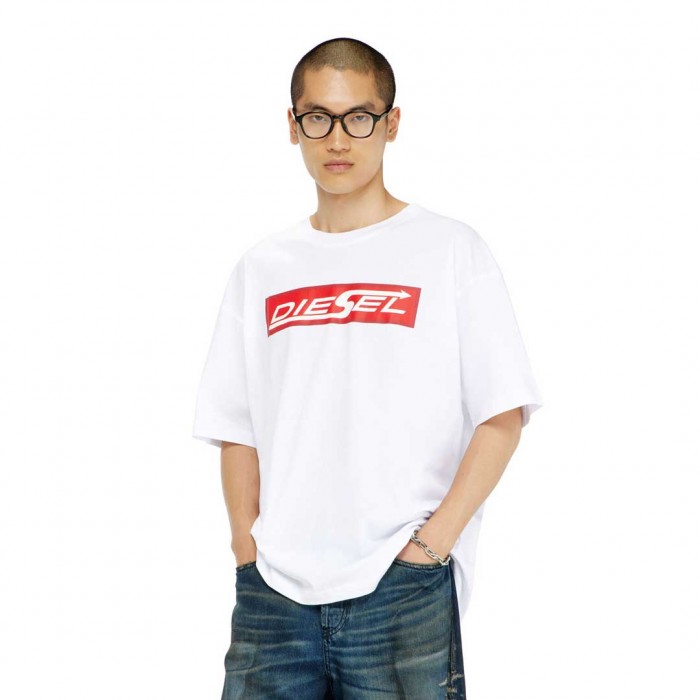DIESEL Cotton T-shirt with Diesel logo print WHITE