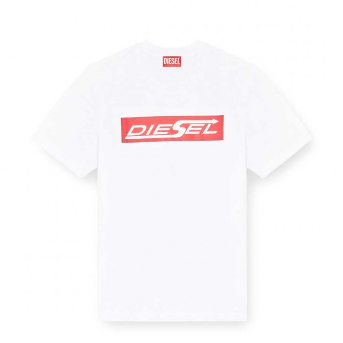 DIESEL Cotton T-shirt with Diesel logo print WHITE