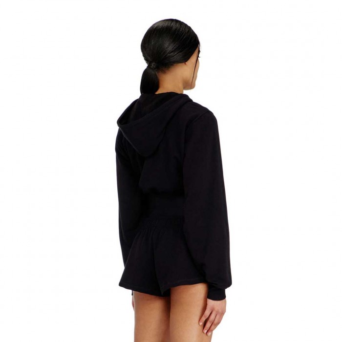 DIESEL Cropped hoodie with logo band BLACK