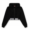DIESEL Cropped hoodie with logo band BLACK