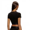 DIESEL Sporty cropped top with logo band BLACK