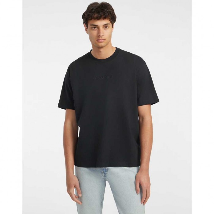 GUESS JEANS MAN Embroidered Logo t-shirt BLACK