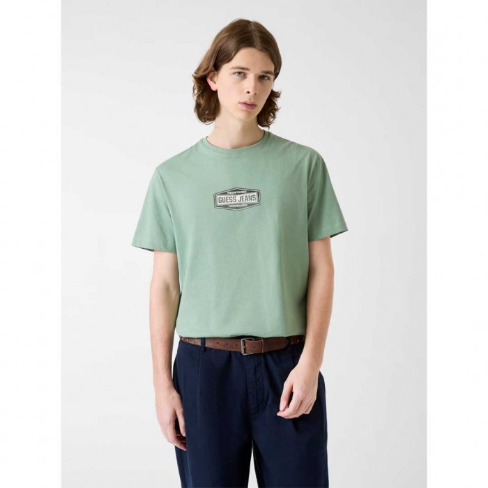 GUESS JEANS Printed logo t-shirt LIGHT GREEN