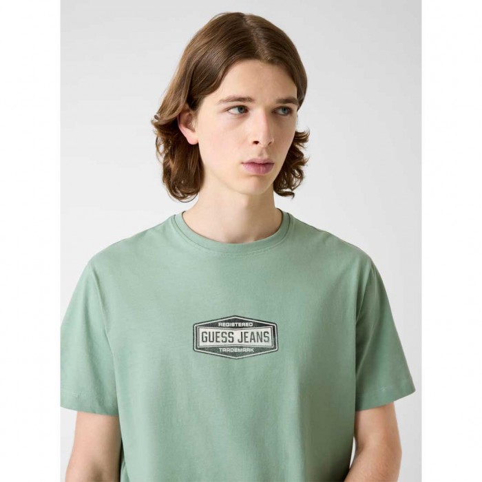 GUESS JEANS Printed logo t-shirt LIGHT GREEN