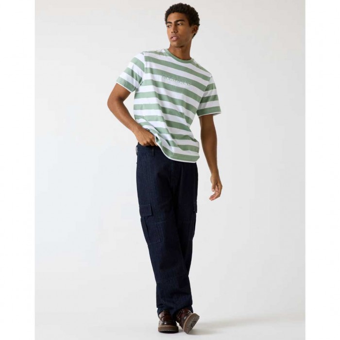 GUESS JEANS Striped Logo t-shirt LIGHT GREEN