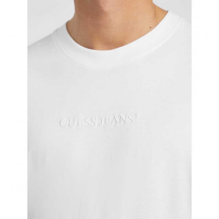 GUESS JEANS MAN Embroidered Logo t-shirt WHITE