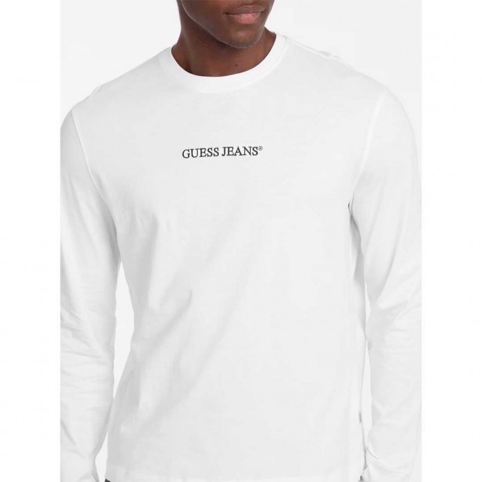 GUESS JEANS Embroidered logo t-shirt WHITE