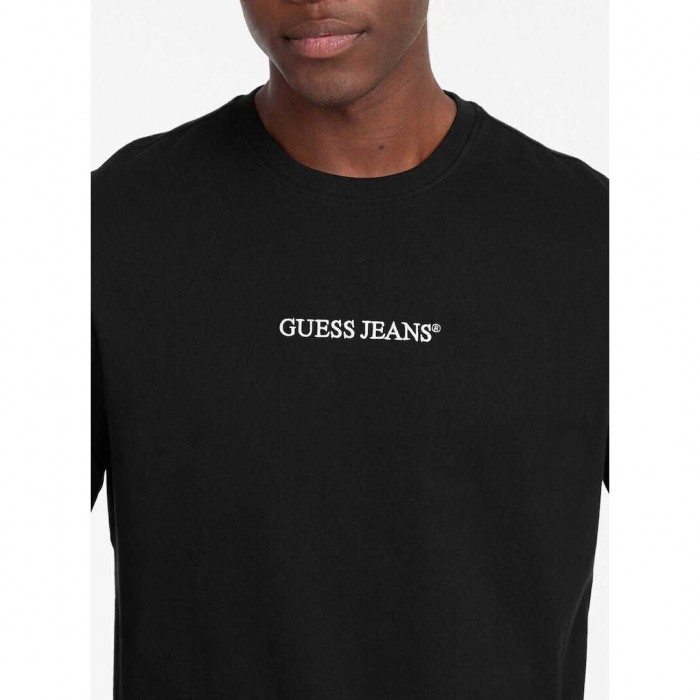 GUESS JEANS Embroidered logo t-shirt BLACK