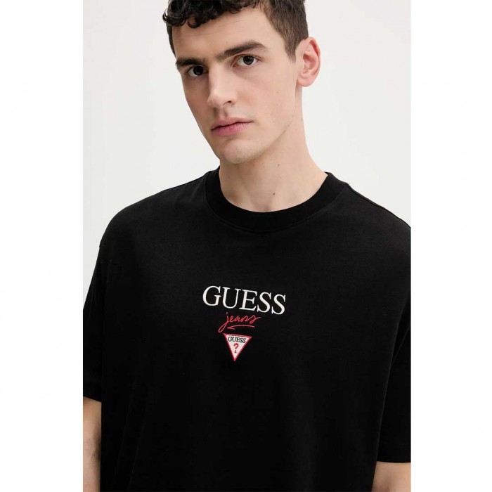 GUESS JEANS Printed logo t-shirt BLACK