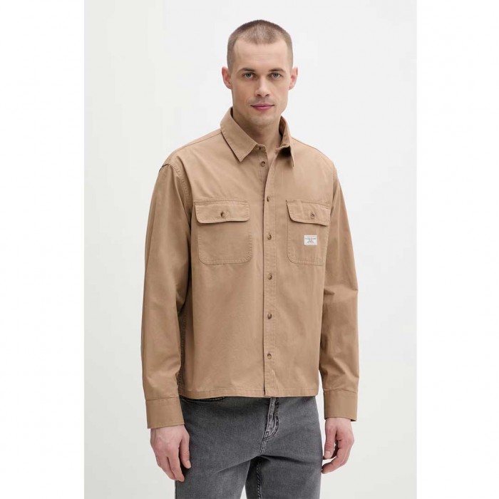 GUESS JEANS MAN SHIRT BOXY FIT BEIGE