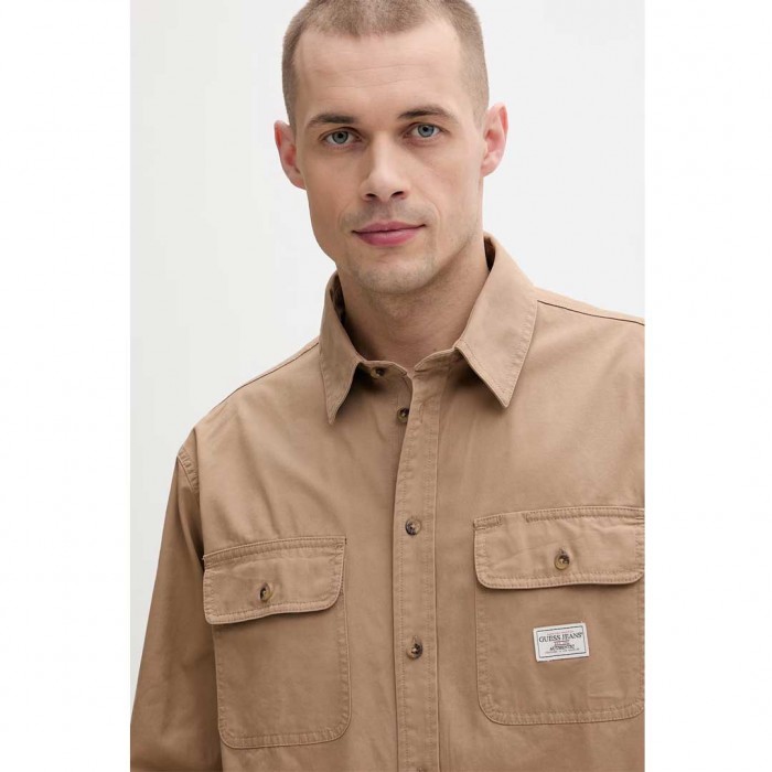 GUESS JEANS MAN SHIRT BOXY FIT BEIGE