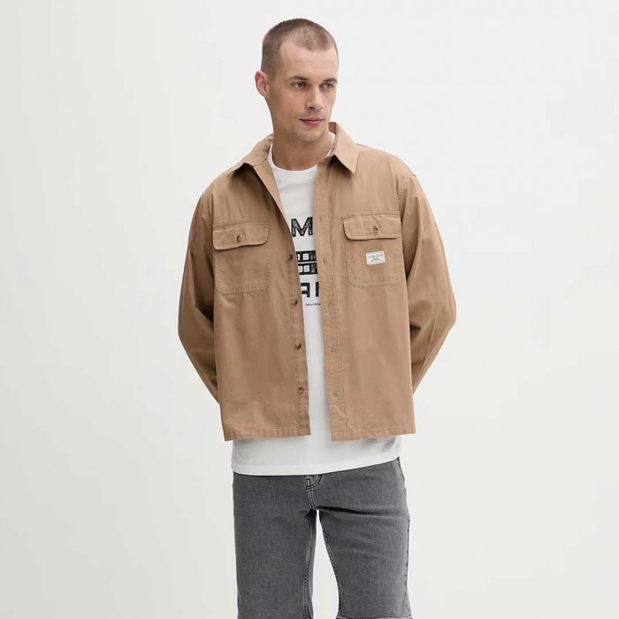 GUESS JEANS MAN SHIRT BOXY FIT BEIGE