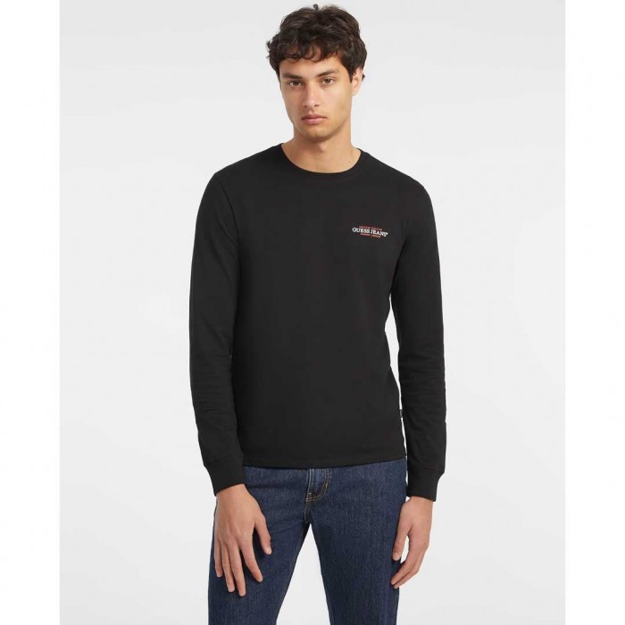 GUESS JEANS Slim American Tradition Long-Sleeve Tee BLACK