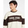 GUESS JEANS Horizontal Stripe Crewneck Sweatshirt ECRU GUESS JEANS Horizontal Stripe Crewneck Sweatshirt ECRU