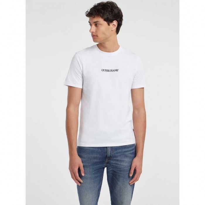GUESS JEANS Slim Embroidered Logo Tee WHITE