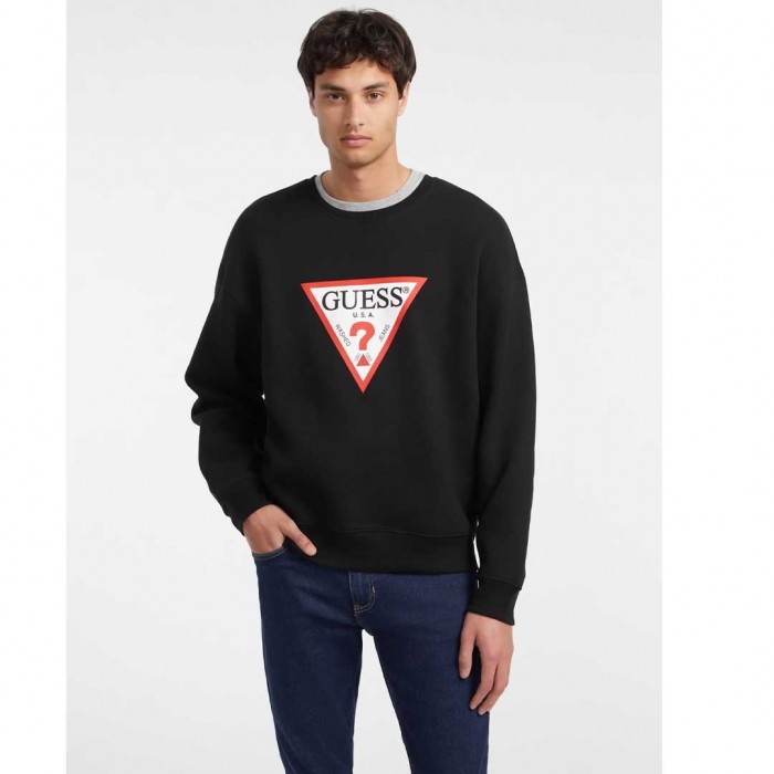 GUESS JEANS Oversized Iconic Sweatshirt BLACK