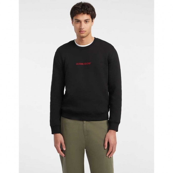 GUESS JEANS Slim Embroidered Sweatshirt BLACK