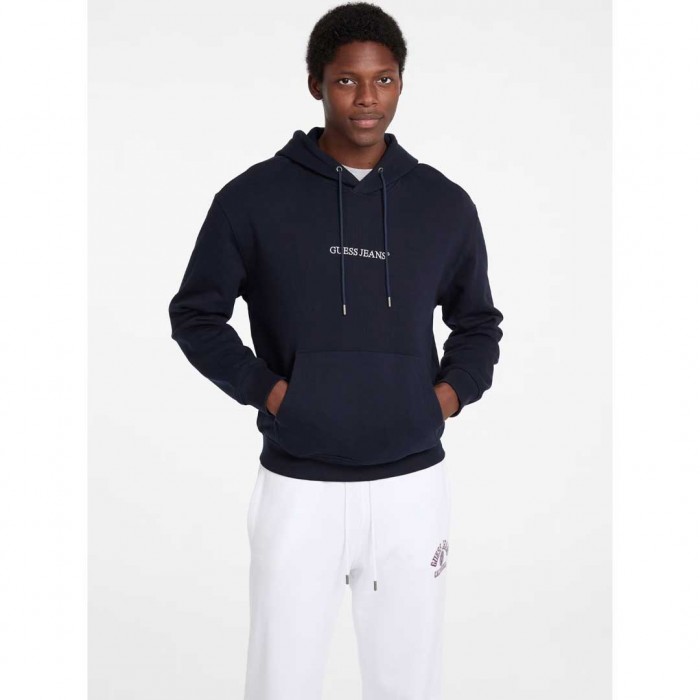 GUESS JEANS Hooded Logo Sweater DARK BLUE