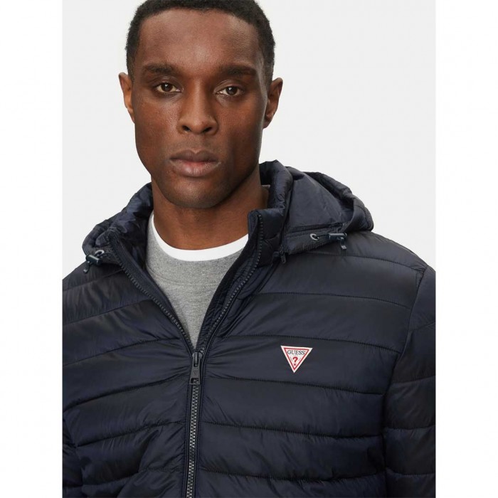 GUESS JEANS Nylon Hooded Puffer Jacket BLUE