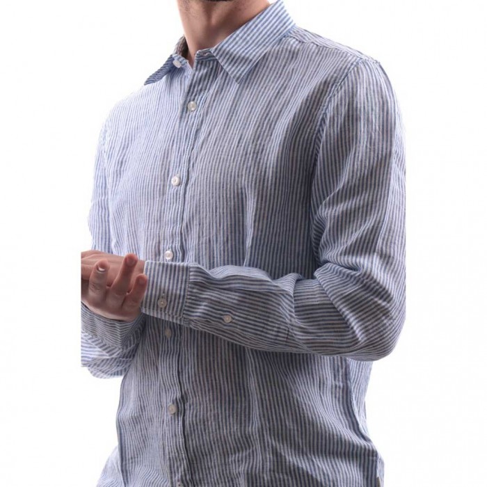 GUESS MENS SHIRT STRIPE BLUE