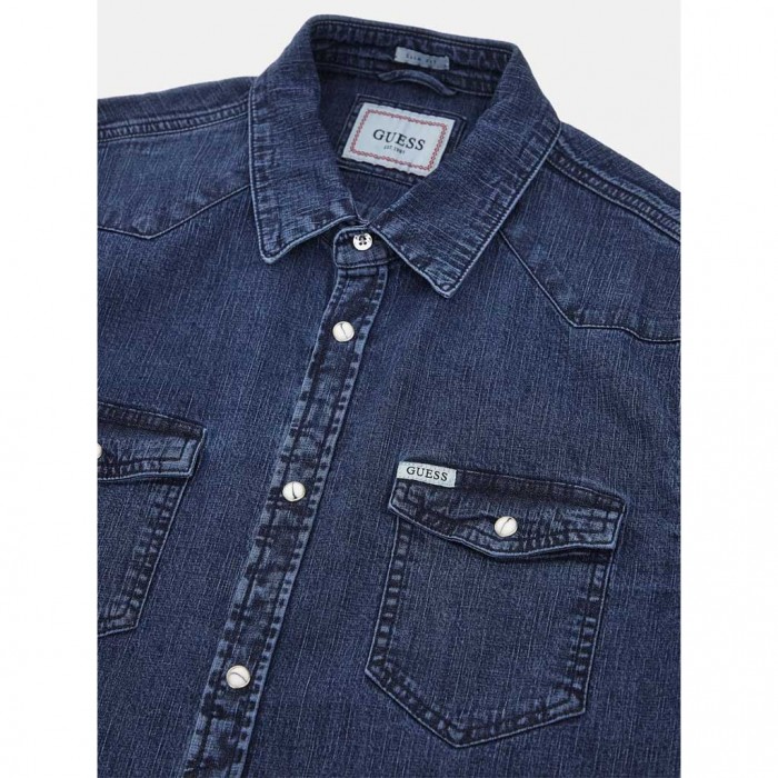 GUESS Slim fit denim shirt BLUE