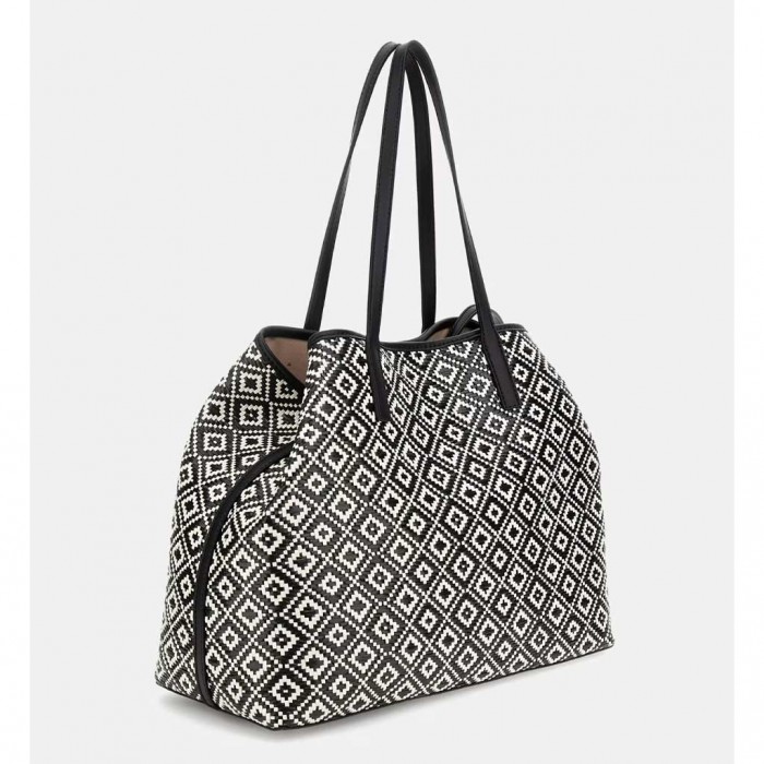 GUESS Vikky raffia shopper BLACK